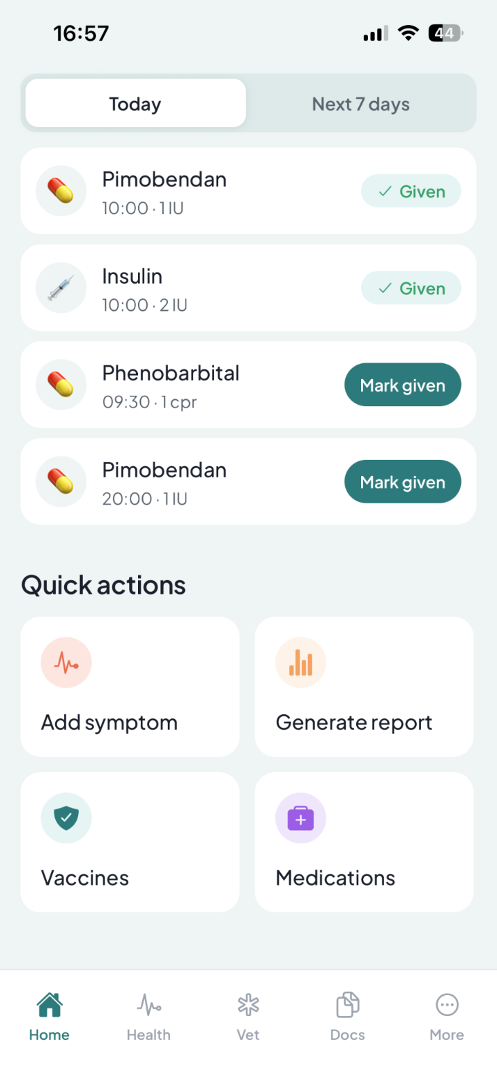 Sereno — Today screen